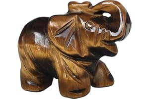 Manekieko Natürlicher Tigerauge Elefant Kristalldekor, Taschenkristalle und Heilsteine Figur 38mm Raumdekoration