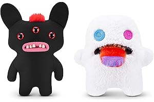 Fuggler Hairy Fuggs de 23 cm Serie 1 de ZURU, Juguete de Peluche Funny Ugly Monster, 2PK(Oogah Boogah - Hairy Tongue and Reeko - Mohawk - Black)