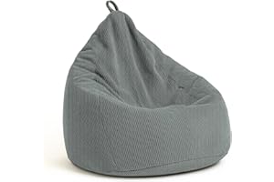 ‎CHILLY PILLEY chilly pilley® Sitzsack aus Cord mit EPS-Füllung - Sitzkissen, Gamingkissen, viele Farben, 65x85 Grau
