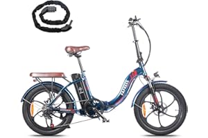 Fafrees Bici Elettrica Pieghevole Donna Uomo, 36V 18Ah Bicicletta Elettrica 120-150KM Pedalata Assistita MTB, 3.0 Fat Bike Ebike da Città, 250W 7 Velocità, F20 Pro Upgrade Colorato