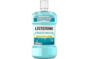 Listerine – Bain de Bouche Fraîcheur Goût Plus Léger 0% Alcool (bouteille de 500 ml) – Soin bucco-dentaire quotidien – Bain de bouche sans alcool pour une haleine fraîche durable