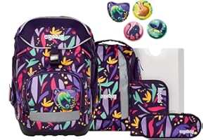 ergobag Pack Set ergonomischer Schulranzen flexibel 6-teilig Set 1. Klasse Grundschule für Mädchen und Jungen