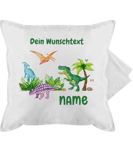 Kissenbezug 50x50 Cm – Dino-Design Personalisierbar, Aus Baumwolle, Mit Reißverschluss