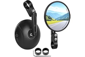 EXLECO 2pcs Specchietti Moto Manubrio Omologati E24, Specchio Laterale Rotondo per Manubrio 22mm-25,4mm, Specchietto Moto Ruotabile a 360°, Tondi Specchi Motoo Specchietti End Bar per Bici Scooter ATV