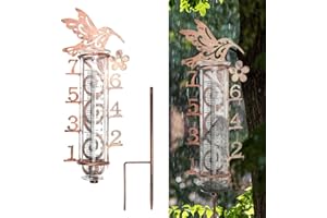 DTYGUIXE Pluviometre Exterieur Jardin Pluviomètre de Jardin en Verre avec Echelle Claire Pluviomètres en Verre avec Piquet en Métal Pluviomètre Exterieur Pluie Tube de Mesure pour Pelouse