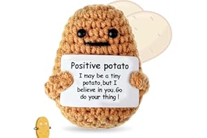 WONJEAN Patata Positiva Divertida Muñeca, Pocket Hug Peluche de Tejer de Punto Linda Creativo con Tarjetas de Inspiración Positiva para Niños Adultos Regalos de Cumpleaños Decoración de Fiestas (Positive)