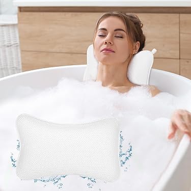 Coussin De Baignoire Healeved Avec Ventouses Antidérapantes - Oreiller Ergonomique Pour Nuque Et Épaules, Noir, Taille Medium