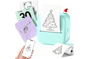 ‎LABELCENTER LabelCenter Mini Printer, Sticker Printer M02L, Mini Printer Sticker Compatible with iPhone and Android for Gifts, Diaries, Lists, Memos, QR Codes, Notes, 1 Roll, Green