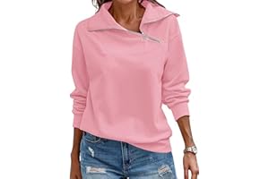 KEBORUILA Pullover Damen Stehkragen Langarm und 1/4 Ausschnitt mit Reißverschluss Frühling Herbst Sweatshirt Oberteile Top