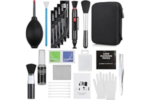ZACRO Professional Camera Cleaning Kit with Blowing Bottle, Cleaning Solution, Lens Cleaning PEN, Cleaning Brush, Cleaning Swabs, Cleaning Cloth, Gloves in a Storage Box