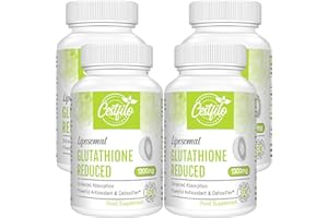 Cestfilo Liposomal Glutathion Réduit 1300 mg, Forme Active L Glutathion Réductase (GSH), Puissant Antioxydant pour une Protection Cellulaire Optimale (60 unité (Lot de 4))