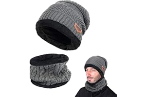 Gxlaihly - Conjunto de bufanda para hombre, para mujer, invierno, forro suave, gorro de punto cálido, unisex, bufanda de punto grueso
