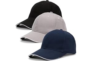 Dzpuhuojz 3 Pack Baseball Caps, Full Cotton Men's Hats & Caps, Adjustment Hats for Golf Running Sports Outdoor Workouts, Blue+Grey+Black Caps