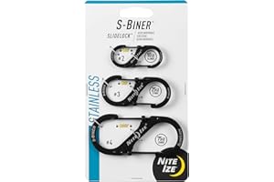 Nite Ize LSBC-01-R6 S-Biner Stainless Steel Slide Lock (Pack of 3), Black
