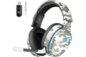 GVYUGKE Auriculares Gaming, Auriculares para Juegos de 2,4 GHz para PS5, PC, Mac, Auriculares Inalambricos Bluetooth 5.2, Cascos Auriculares con micrófono cancelación, 3,5 mm Auriculares con Cable, Verde