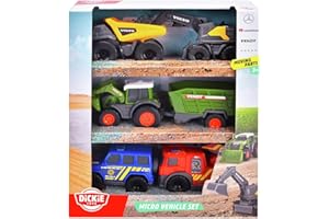 DICKIE TOYS Dickie - Pack Micro Véhicules 8cm - 5 véhicules - Univers Dickie - Construction, SOS, Tracteur - 203742016