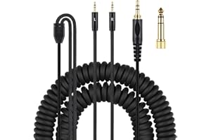 Yaowanguan Spiralny Kabel do Denon AH-D600/AH-D7200/AH-D7100/AH-D9200/AH-D5200/do Meze 99 Classics/do Focal Elear/do HIFIMAN HE400 3.5mm/Sundara/Ananda/HE1000se/HE6se z Adapterem 6.35mm