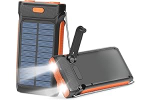 Aiworthy Handkurbel Solar Powerbank 27000mAh, Outdoor Generators mit 37Wh, Solar Ladegerät inkl. 1 USB-A, 1 USB-C für Schnellladung, solar ladegerät, Ideal für Camping und Outdoor-Aktivitäten.