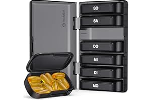 ‎AUVON AUVON Tablettenbox 7 Tage, Pillendose 7 Tage mit Großen Separaten Fächern, Leicht zu Öffnende Tragbare Medikamentenbox für Vitamine, Fischöl, Medikamente, Nahrungsergänzungsmittel usw.
