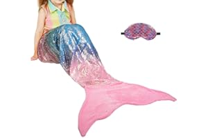 ‎CATALONIA CLASSY Catalonia Mermaid Blanket for Children Girls Adults Mermaid Fin Cuddly Blanket Sofa Blankets All Seasons Sleeping Bag Fleece Blanket Home Outdoor 155 x 48 cm