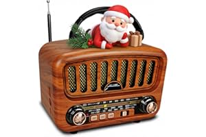 BLIMYSWE Retro Radio mit Bluetooth, AM/FM/SW Tragbares Radio Klein 5W großer Lautsprecher und Bluetooth 5.0, UKW Radio Batteriebetrieben unterstützt USB/TF/AUX Funktion (Gold)