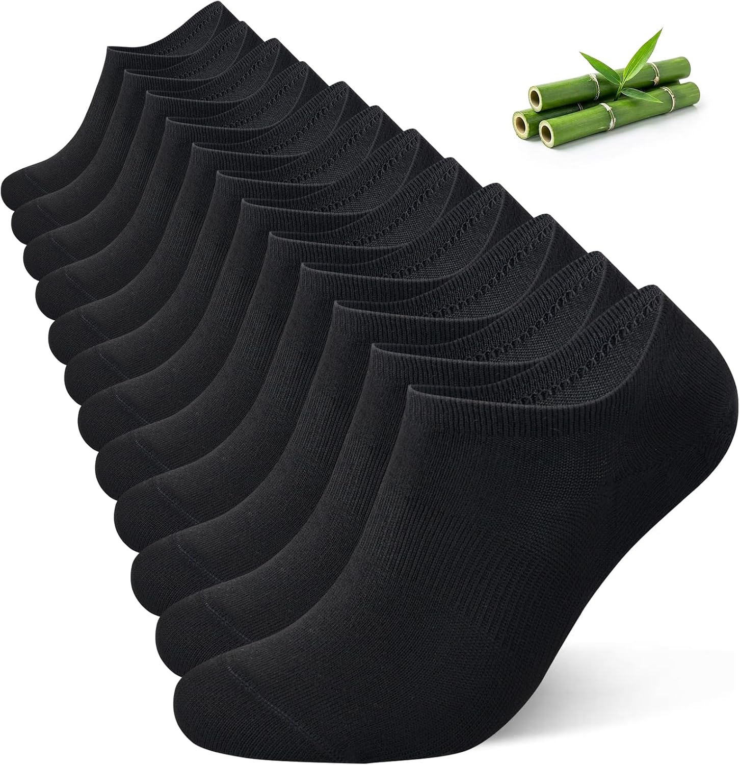 Niorasen Calcetines Invisibles Hombre y Mujer de Bambú 6 Pares, Pinkies Unisex Transpirables con Silicona Antideslizante, Calcetines Bajos para Zapatillas y Mocasines, Talla 35-50