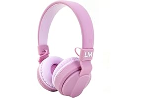 Louise & Mann Kids Bluetooth Headphones with Volume Limit, Over Ear Headphones for Kids, Foldable On Ear Headphones with Microphone, Micro SD/TF for School, Travel, Cell Phones, PC, Tablets (Pink)