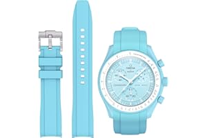 Stanchev Pasek do zegarka Omega x Swatch MoonSwatch, Speedmaster, 20 mm, miękki, gumowy, zamiennik, bezszwowy, zakrzywiony, dla mężczyzn i kobiet