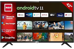 RCA RS42 Television 42 Pouces (106 cm) FHD Smart Android TV WiFi mit Google Assistant, HDR10, Chromecast, Bluetooth, Triple Tuner(Câble-Satellite-Antenne), HDMI, CI, USB[Classe énergétique F]