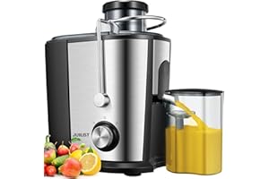 Juilist Juicer Machines, 600W Whole Fruit and Vegetable Juice Extractor, Juicers with Anti-drip & Anti-slip Function & 65mm Wide Mouth Food Chute, 2 Speeds, BPA-Free, Recipe Included, Easy to Clean