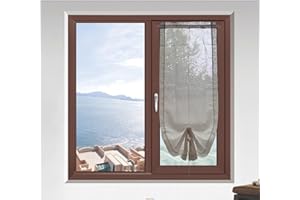 HD BRICO Tende a Pacchetto in Misto Lino, 2 Pannelli con Tasca, Stile Chic, per Camera, Balcone e Finestra (BEIGE chiaro, 45X150)
