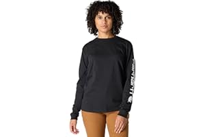 Carhartt Damen Langärmeliges T-Shirt mit Logo-ärmeln und Grafik, Lockere Passform T-Shirt