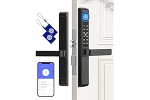 Eseesmart Smart Door Lock with Handle, Fingerprint Door Lock with RFID Keypad APP Control, Bluetooth Electronic Biometric Digital Code Smart Lock for Aluminum Wooden Front Door - Slimline Design