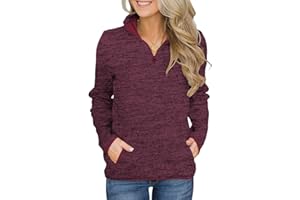 Magritta Women Jumpers Sweatshirt Long Sleeve Tops with Two Pockets Stand Collar 1/4 Zipper Jacket Sweatshirt