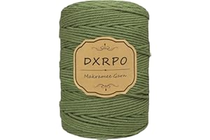 DXRPO Macrame Corda 3 mm x 300 m, macramè Filo Naturale, Macrame Corda per Appendiabiti per Fiori in Macrame, Home Decor Camera da Letto e Decorazioni Nuziali(Verde Oliva)
