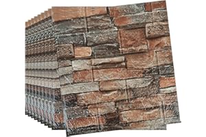 Camiraft 60pcs 3D Wall Panels 38×35cm Brick Wallpaper Self Adhesive DIY Wall Stickers Waterproof PE Foam Panel Wall Tiles for Bedroom Kitchen Living Room Bathroom Home Decor,Roman red