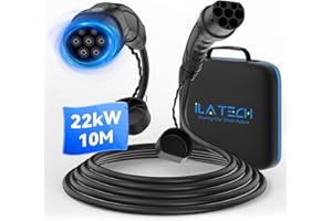 ‎ILA TECH iLa Tech Typ 2 Ladekabel 22kW 10M 32A 3 Phasig, Ladekabel Elektroauto Typ 2 mit Tragetasche, Typ 2 auf Typ 2, Mennekes Mode 3 Kabel für E Auto EV PHEV Geeignet für Model 3/S/X/Y Zoe ID.3 ID.4 E-Tron