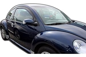 J&J AUTOMOTIVE | Deflettori d'Aria Antiturbo per New Beetle 3-Porte 1998-2012, Set di 2 Pz, Nero, Antivento, Antipioggia, Fume' Oscurati