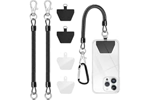 LunarCharm 2 Stück Telefonleine Diebstahlschutz-Telefongurt Federkordelbändern für Outdoor-Wandern und Klettern für die meisten Smartphones (Schwarz + Schwarz)
