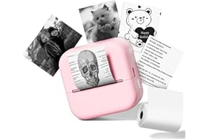 LABELCENTER Impresora Termica Portatil, M02L Mini Impresora para Movil, Impresora Fotos Movil, BT Impresora Termica, 1200mAh Impresora sin Tinta, Impresora Pequeña Compatible con iOS y Android, Type-C, Rosa