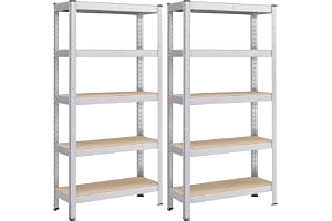 SONGMICS Förvaringshylla, 2-Pack, 650 kg Kapacitet, 30 x 75 x 150 cm