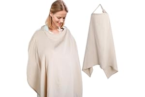 Cozary Stilltuch für Unterwegs, Stillschürze, 76 x 110 cm, Weicher und Atmungsaktiver Stillschal, Baumwolle, Nursing Cover for Breastfeeding Mit Rückenverstellgurt, Verstellbarer Riemen