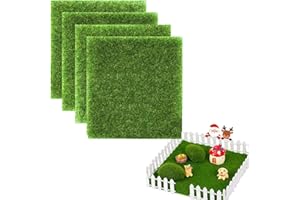 BAVOOTY Erba Artificiale Miniature Tappeto Giardino in Erba Sintetica, Ornamento del Giardino, 4 Pezzi