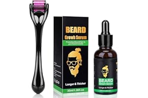 DERYUNER Derma Roller Beard Growth Serum - Stimulate Beard and Hair Growth - 0.5mm for Men - Amazing Beard Growth Kit