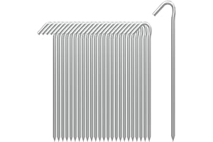 AAGUT Yard Tent Stakes Heavy Duty 9 Inch 25 Piece Galvanized Steel Tent Pegs Canopy Garden Stakes, 6Ga Metal Tent Ground Stakes for Outdoor Camping(OeTentPegsW9_25_UK)