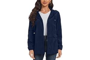 Asoodiy Lightweight Raincoat Womens Waterproof Rain Jacket Windbreaker Hooded Outdoor Rain Coats for Camping Running Walking