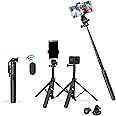 DIGITEK® (DTR-525 SS) 160 CM Long Tripod Selfie Stick with Wireless Remote, Aluminum Rod with 3 Legs Base, 360° Head, GoPro Adapter, 7 Section Adjustment - Compatible with Phones & Action Cameras