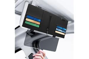 Linkstyle Extension Pare Soleil Voiture, Anti-Éblouissement Rallonge Pare Soleil Voiture avec Fentes pour Cartes en Cuir pour Conducteur Passager