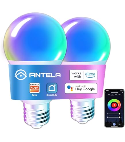 Ampoules Connectées GU10 ANTELA 4.5W RGB - Compatible Alexa/Google Home, Lot De 4