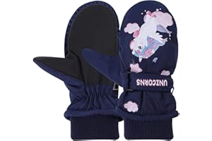 JNUYISW Guantes de Esquí para niños, Manoplas de Esquís Impermeable Guantes para Clima Frío a Prueba de Viento para Clima Frío para Esquí, Ciclismo, Actividades al Aire Libre, para niños de 2 a 10 años